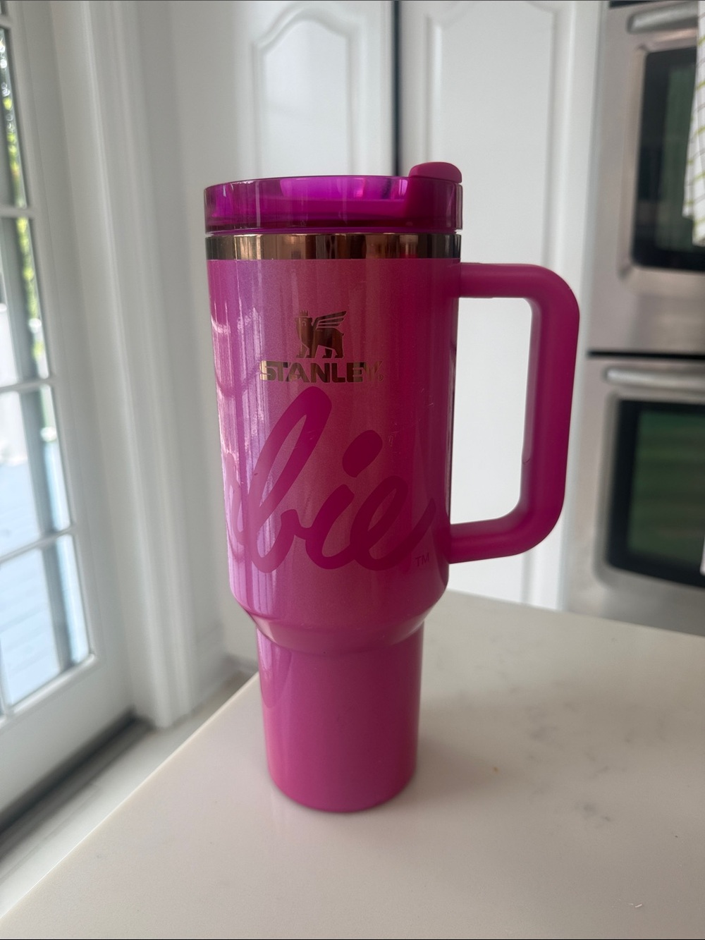 Stanley Pink Travel Mug with Handle and Lid